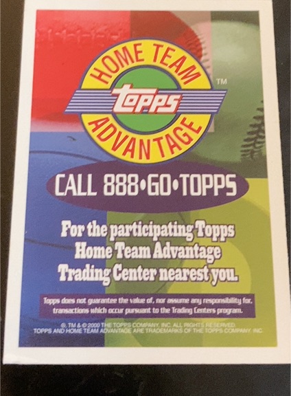2000 Topps Home Team Advantage Trade Nights Card — front