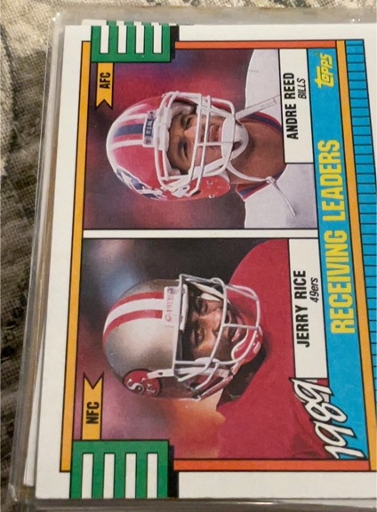 1990 Topps #431 1989 Receiving Leaders Jerry Rice / Andre Reed — front