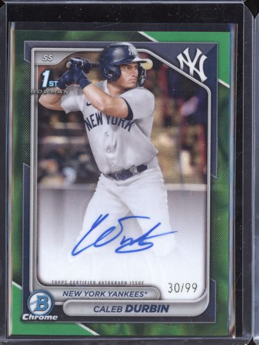 2024 Bowman Chrome 1st Autographs Green Refractor Caleb Durbin Auto #30/99 — front