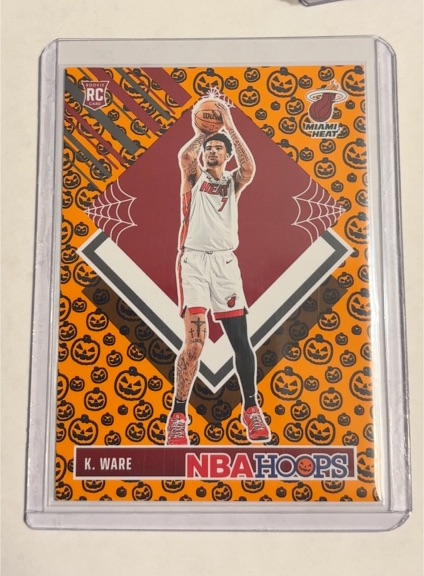2024-25 Panini NBA Hoops Haunted Hoops #300 Kel'el Ware Tribute Pumpkin Parallel — front