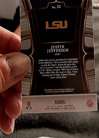 2023 Panini Select Draft Picks #52 Justin Jefferson — back