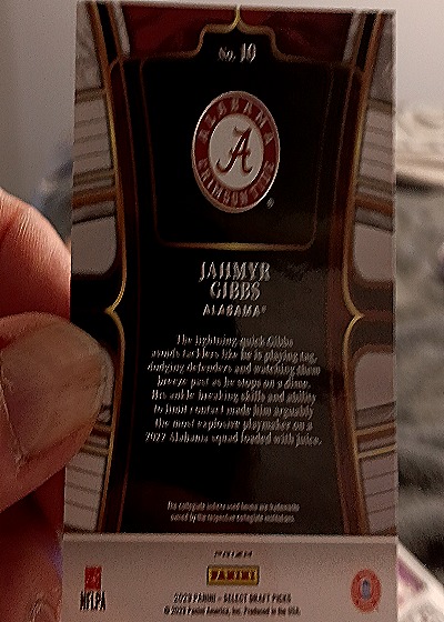 2023 Panini Select Concourse #10 Jahmyr Gibbs — back