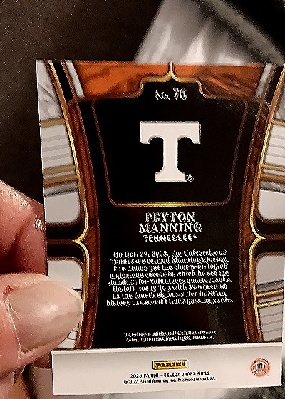 2023 Panini Select Draft Picks #76 Peyton Manning — back
