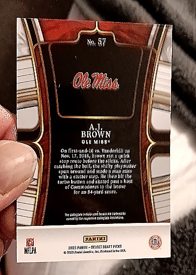 2023 Panini Select Draft Picks #57 A.J. Brown — back