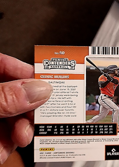 2021 Panini Contenders #50 Cedric Mullins — back