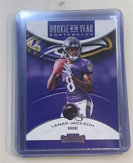2018 Panini Contenders Rookie of the Year Contenders #RYA-LJ Lamar Jackson — front