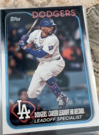 2024 Topps Update #US334 Mookie Betts Dodgers Career Leadoff HR Record — front
