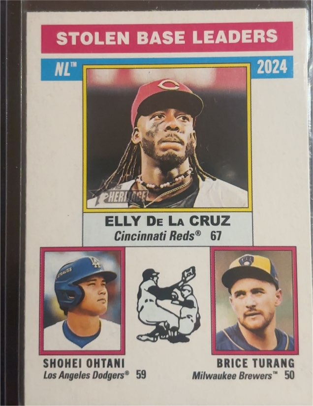 2025 Topps Heritage #197 NL Stolen Base Leaders Elly De La Cruz — front