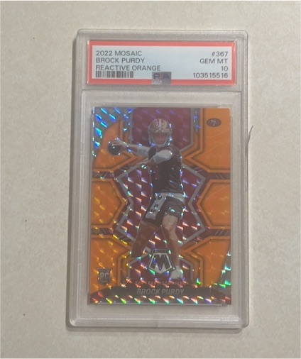 2022 Panini Mosaic #367 Brock Purdy Reactive Orange — front