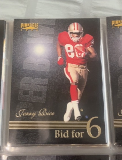 1996 Pinnacle Bid For 6 #190 Jerry Rice — front
