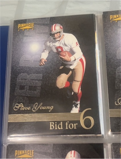 1996 Pinnacle Bid for 6 #189 Steve Young — front