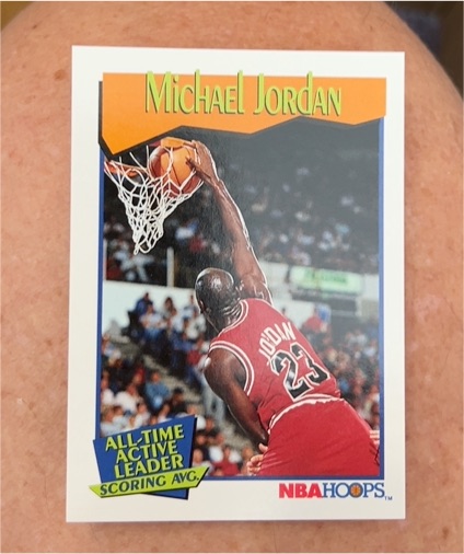 1991-92 NBA Hoops #536 Michael Jordan All-Time Active Leader Scoring Avg. — front