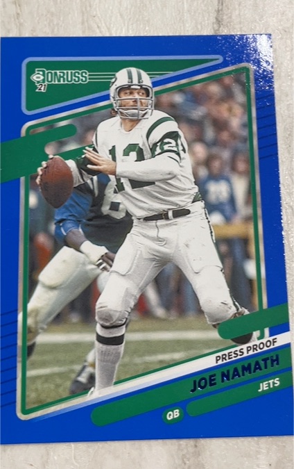 2021 Donruss #42 Joe Namath Press Proof Blue — front