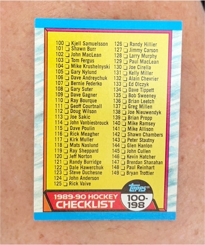1989-90 Topps Hockey #198 Checklist 100-198 — front