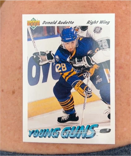 1991-92 Upper Deck #585 Donald Audette Young Guns Rookie Card — front