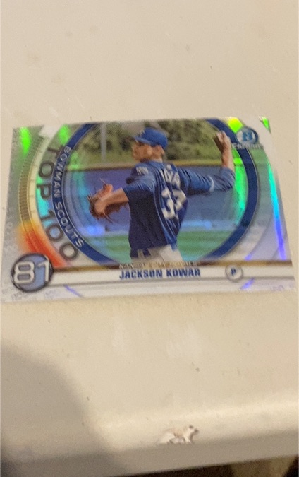 2020 Bowman Chrome Scouts Top 100 Green Refractor #BTP-81 Jackson Kowar — front