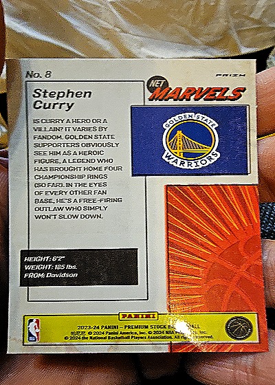 2023-24 Panini Premium Stock Net Marvels #8 Stephen Curry — back