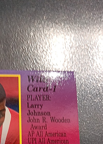 1992 Wild Card #1 Larry Johnson — back