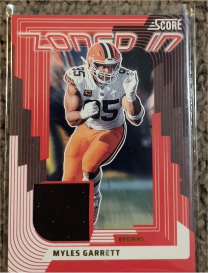 2025 Panini Score #ZON-MGT Myles Garrett Zoned In Patch — front