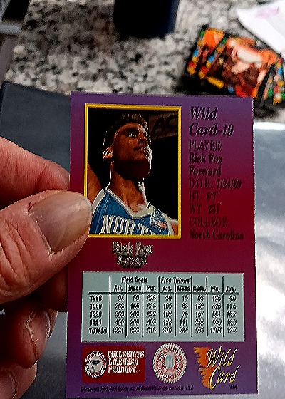 1992 Wild Card #19 Rick Fox — back