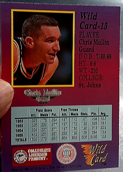 1992 Wild Card #13 Chris Mullin — back