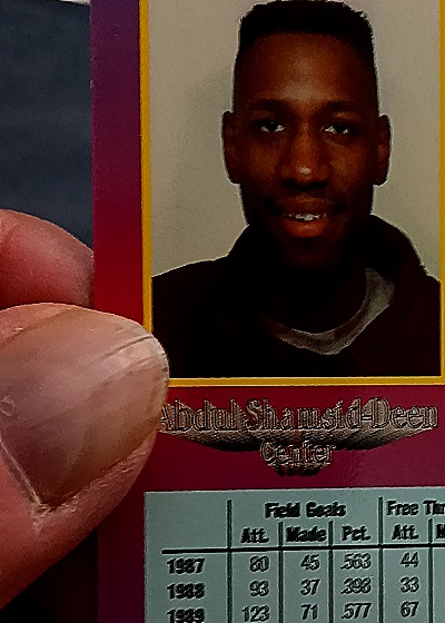 1991 Wild Card Collegiate # Abdul Shamsid-Deen — back