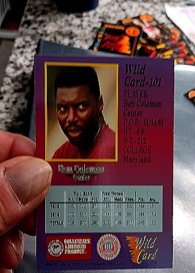 1991 Wild Card #101 Ben Coleman — back