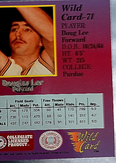 1991-92 Wild Card #71 Douglas Lee — back