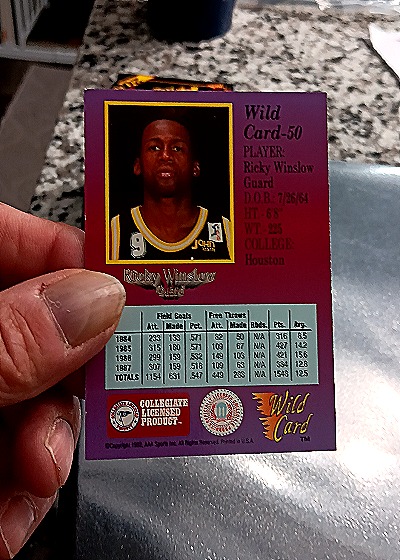 1991-92 Wild Card #50 Ricky Winslow — back