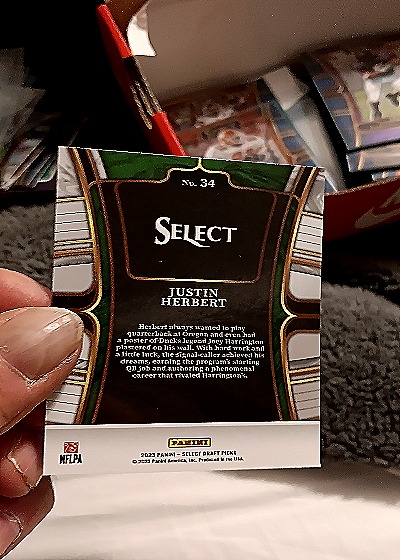 2023 Panini Select Draft Picks #34 Justin Herbert — back