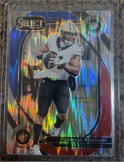 2024 Panini Select #266 Jamaal Williams Club Level Red & Blue Shock Prizm — front