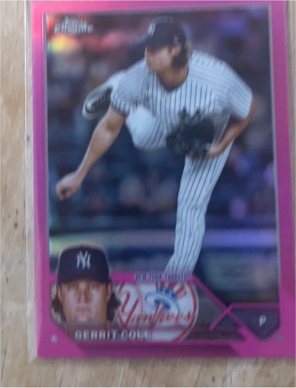 2023 Topps Chrome #213 Gerrit Cole Pink Refractor — front