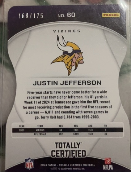 2024 Panini Totally Certified #60 Justin Jefferson — front