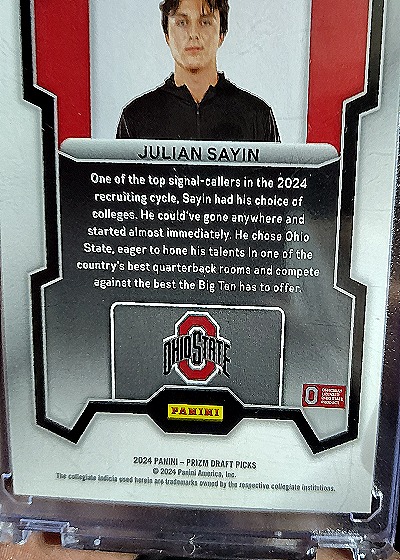 2024 Panini Prizm Draft Picks #193 Julian Sayin — back