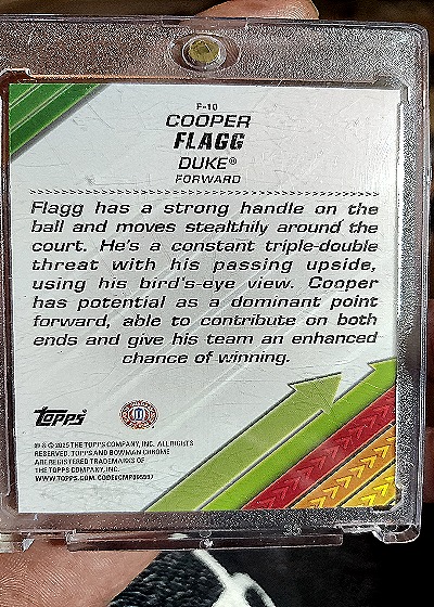 2024-25 Bowman Chrome University #F-10 Cooper Flagg Facilitators — back