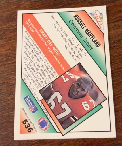 1991 Pacific #536 Russell Maryland — front