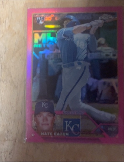 2023 Topps Chrome #96 Nate Eaton Pink Refractor RC Kansas City Royals — front