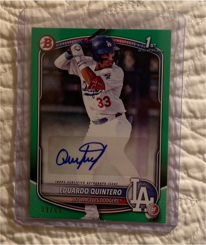 2025 Bowman Chrome Green Grass #BPA-EQ Eduardo Quintero — front