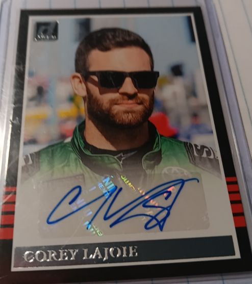 2018 Panini Donruss Racing Retro Signatures #RS-CL Corey Lajoie — front