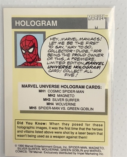 1990 Impel Marvel Universe Hologram #MH1 Cosmic Spider-Man — front