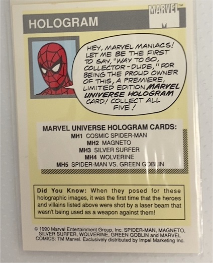1990 Impel Marvel Universe Hologram #MH3 Silver Surfer — front