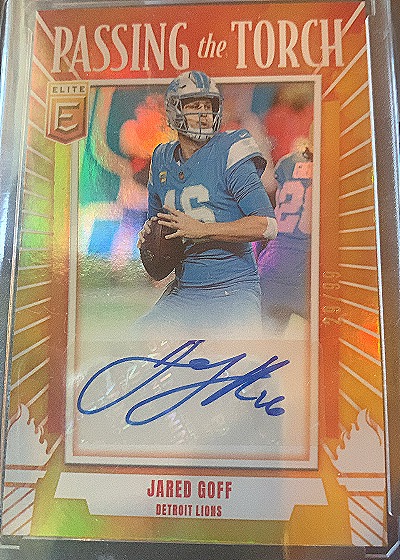 2025 Panini Donruss Elite #PTS-JGF Jared Goff Passing the Torch Auto — front