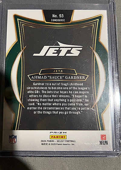 2024 Panini Select Concourse #93 Ahmad "Sauce" Gardner — back