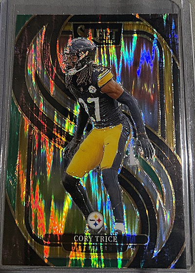 2024 Panini Select #140 Cory Trice Premier Level Red & Yellow Shock Prizm — front
