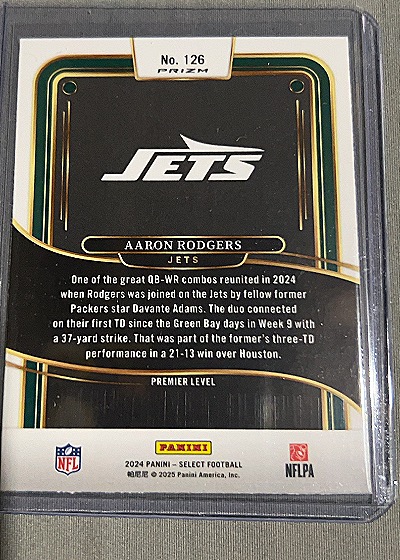 2024 Panini Select Premier Level #126 Aaron Rodgers — back