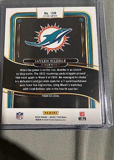 2024 Panini Select Premier Level #168 Jaylen Waddle — back