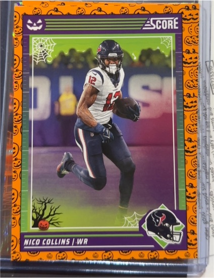 2024 Panini Score-A-Treat #112 Nico Collins Orange Pumpkin — front