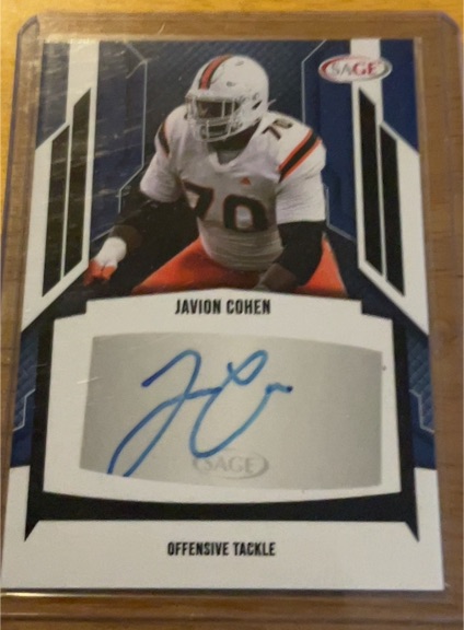 2024 Sage Hit Auto #A-JC2 Javion Cohen — front