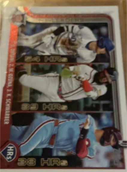 2025 Topps Series 1 #144 Shohei Ohtani / Marcell Ozuna / Kyle Schwarber NL Leaders HR — front