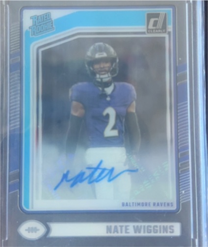 2024 Panini Donruss Clearly #89 Nate Wiggins Rated Rookie Auto — front
